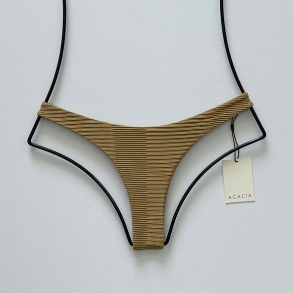 Acacia Swimwear Oslo Dual Ribbed Bikini Bottom - Palm Brown - XS - NWT - Picture 1 of 8